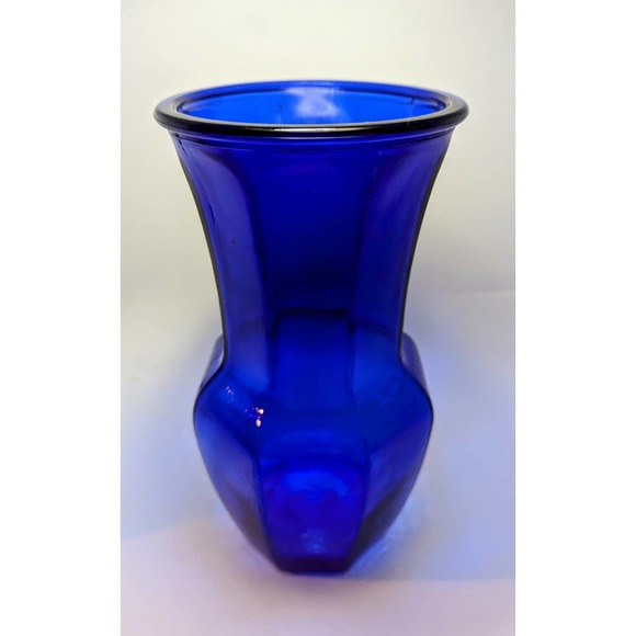 Vintage Cobalt Blue Hexagon Rare Octagonal 8 Paneled Flower Baroque Vase - Picture 2 of 8